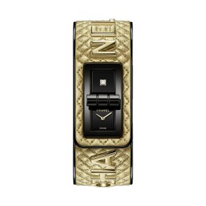 Chanel CODE COCO CYBERGOLD Steel Black Dial Golden Quilted Strap H7945