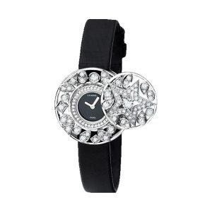 Chanel Comete Jewelry Secret Watch Star Motif 18K White Gold Black Satin J10605