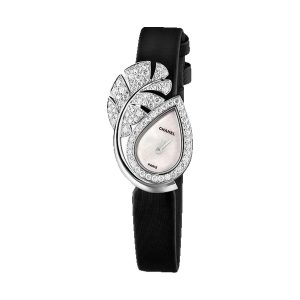 Chanel Plume de CHANEL Jewelry Watch Feather Motif 18K White Gold Satin J11762