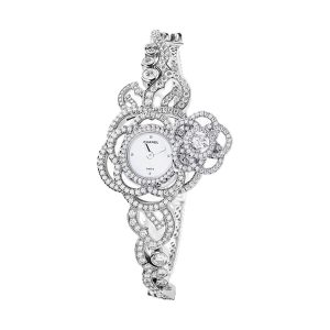 Chanel Camelia Jewelry Secret Watch 18K White Gold Medium Diamond Bracelet J4292