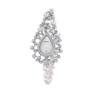 Chanel Comete Jewelry Watch Milky Way Motif 18K White Gold Pearl Bracelet J4741