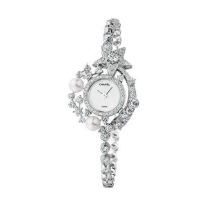 Chanel Comete Jewelry Watch Star Motif 18K White Gold Pave Diamond J60582