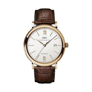 IWC Portofino Automatic 18K Red Gold Silver Dial Engraved Back 40mm IW356504