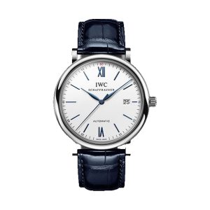 IWC Portofino Automatic Stainless Steel Silver Dial Blue Strap 40mm IW356527