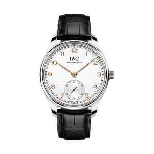 IWC Portugieser Automatic 40 Stainless Steel Silver Dial Gold Accents 40.4mm IW358303