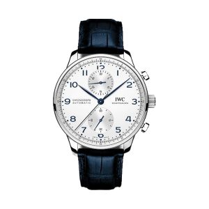 IWC Portugieser Chronograph Stainless Steel Silver Dial Blue Accents 41mm IW371605