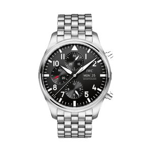 IWC Pilot's Watch Chronograph Stainless Steel Black Dial Steel Bracelet 43mm IW377710