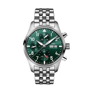 IWC Pilot's Watch Chronograph 41 Stainless Steel Green Dial Steel Bracelet 41mm IW388104