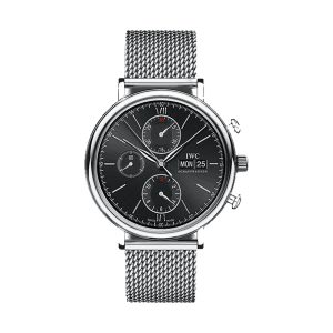 IWC Portofino Chronograph Stainless Steel Black Dial Mesh Bracelet 42mm IW391030