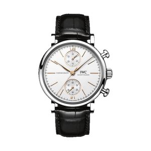 IWC Portofino Chronograph 39 Stainless Steel Silver Dial Black Strap 39mm IW391406