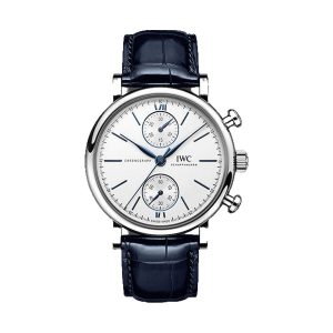 IWC Portofino Chronograph 39 Stainless Steel Silver Dial Blue Strap 39mm IW391407