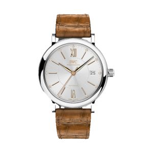IWC Portofino Midsize Automatic Stainless Steel Silver Dial Light Brown Strap 37mm IW458101