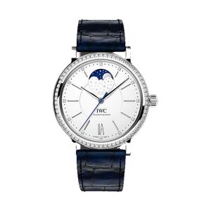 IWC Portofino Automatic Moon Phase 37 Stainless Steel Diamond Bezel Blue Strap 37mm IW459008