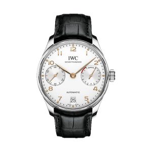 IWC Portugieser Automatic Stainless Steel Silver Dial Gold Accents 42.3mm IW500704