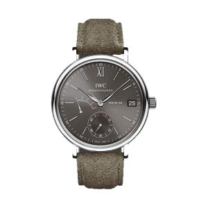 IWC Portofino Hand-Wound Eight Days Stainless Steel Slate Dial Suede Strap 45mm IW510115