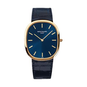 Patek Philippe Golden Ellipse Classic 18K Yellow Gold Blue Sunburst Dial 31x35.6mm 3738/100J-012