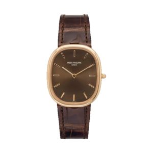 Patek Philippe Golden Ellipse Classic 18K Rose Gold Chocolate Brown Sunburst Dial 31x35.6mm 3738/100R-001