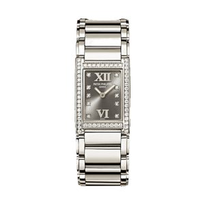 Patek Philippe Twenty~4 Quartz 18K White Gold Factory Diamond Bezel & Bracelet Black Dial 22x26mm 4908/200G-001