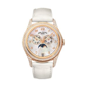 Patek Philippe Complications Ladies Annual Calendar 18K Rose Gold Factory Diamond Case & Bezel White MOP Dial 37mm 4937R-001