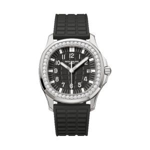 Patek Philippe Aquanaut Luce Ladies Quartz Stainless Steel Factory Diamond Bezel Black Embossed Dial 35.6mm 5067A-001