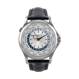 Patek Philippe Complications World Time 18K White Gold Silvery Sunburst Dial 39.5mm 5130G-019