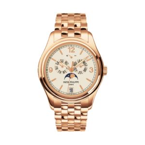 Patek Philippe Complications Annual Calendar Moon Phase 18K Rose Gold Cream Opaline Dial & Bracelet 39mm 5146/1R-001