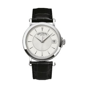 Patek Philippe Calatrava Officer's Dust Cover 18K White Gold Black Sunburst Center Dial 38mm 5153G-001