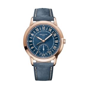 Patek Philippe Complications Calatrava 24-Hour Display Travel Time 18K Rose Gold Navy Blue Dial 42mm 5224R-001