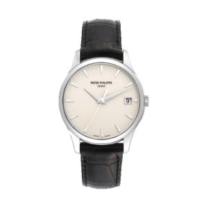 Patek Philippe Calatrava Officer's Dust Cover 18K White Gold Ivory Opaline Dial 39mm 5227G-001