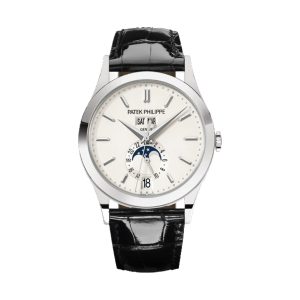 Patek Philippe Complications Annual Calendar Moon Phase 18K White Gold Silver Opaline Dial 38.5mm 5396G-011
