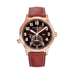 Patek Philippe Complications Calatrava Pilot Travel Time 18K Rose Gold Brown Sunburst Dial 42mm 5524R-001