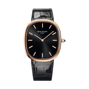 Patek Philippe Golden Ellipse Large Size 18K Rose Gold Ebony Black Sunburst Dial 34.5mm 5738R-001