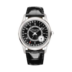 Patek Philippe Calatrava Pointer Date 18K White Gold Black & Silver Radial Dial 39mm 6006G-001