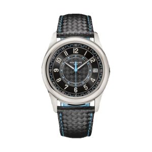 Patek Philippe Calatrava Graphic Geometry 18K White Gold Ebony Black Carbon Motif Sky Blue Accent Dial 40mm 6007G-011
