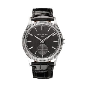Patek Philippe Calatrava Clous de Paris Hobnail 18K White Gold Charcoal Gray Dial 39mm 6119G-001