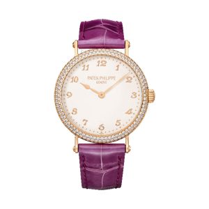 Patek Philippe Calatrava Ladies Ultra-Thin 18K Rose Gold Factory Diamond Bezel Silvery Opaline Dial 34.6mm 7200/200R-001