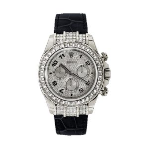 Rolex Cosmograph Daytona 18K White Gold Factory Baguette Diamond Bezel & Pavé Zebra Enamel Dial 40mm 116599TBR