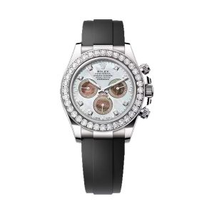 Rolex Cosmograph Daytona 18K White Gold Factory Diamond Bezel White Mother-of-Pearl Dial Oysterflex 40mm 126589RBR