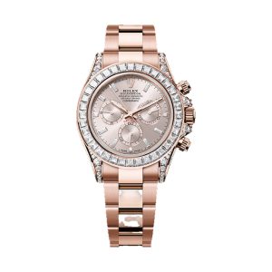 Rolex Cosmograph Daytona 18K Everose Gold Factory Trapeze Diamond Bezel Sundust Diamond Dial 40mm 126595TBR