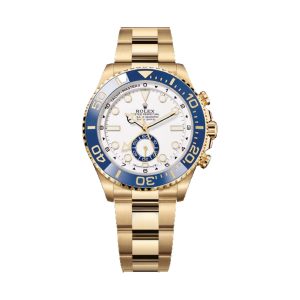 Rolex Yacht-Master II Regatta Chronograph 18K Yellow Gold Blue Cerachrom Bezel White Dial Oyster Bracelet 44mm 126688