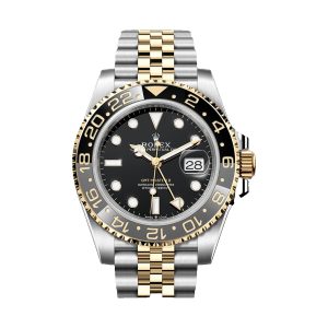 Rolex GMT-Master II GRNR 18K Yellow Gold & Oystersteel Black & Grey Cerachrom Bezel Black Dial Jubilee Bracelet 40mm 126713GRNR