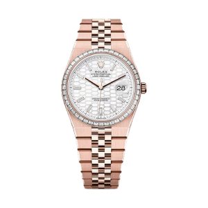 Rolex Day-Date 36 18K Everose Gold Factory Diamond Bezel Intense White Honeycomb Dial 36mm 127285TBR
