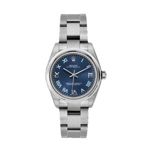 Rolex Oyster Perpetual 31 Oystersteel Domed Bezel Azzurro Blue Roman Dial Oyster Bracelet 31mm 177200