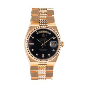 Rolex Day-Date Oysterquartz Pyramid 18K Yellow Gold Black Diamond Dial Pyramid Bracelet 36mm 19028
