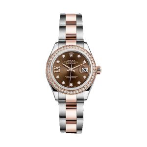 Rolex Lady-Datejust 28 18K Everose Gold & Oystersteel Factory Diamond Bezel Chocolate Diamond Star Dial Oyster Bracelet 28mm 279381RBR