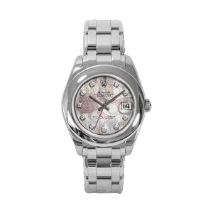 Rolex Pearlmaster 34 18K White Gold Domed Bezel Goldust Dream White MOP Roman Dial 34mm 81209