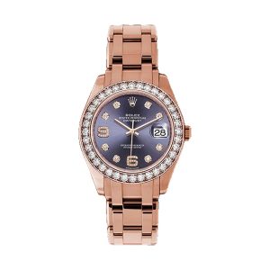 Rolex Pearlmaster 39 18K Everose Gold Factory 36 Diamond Bezel Aubergine Purple Diamond Dial 39mm 86285